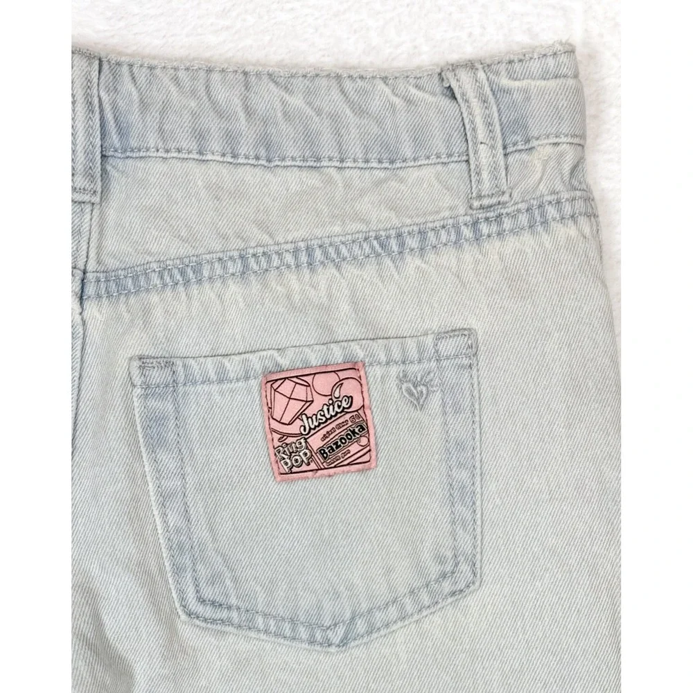 Justice Girls Jeans Ring Pop Bazooka Collaboration Size 10 Light Blue Denim